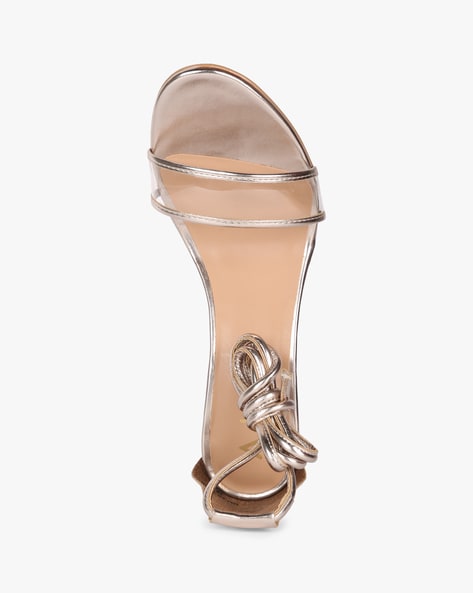 Women's Gold Strappy High Heeled Sandals With Open Toe For Summer | SHEIN