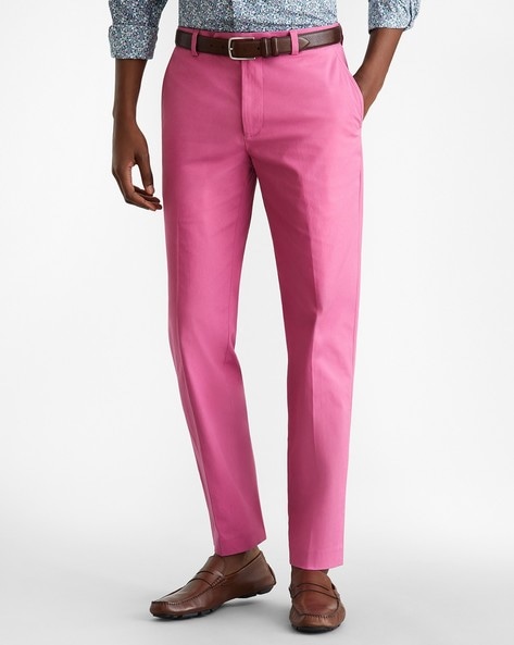 Pink Slim Fit Chinos For Men