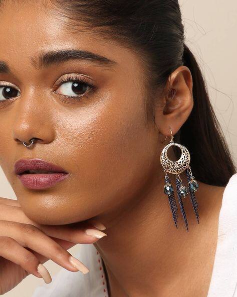 Indie Picks Glass Bead Metal Alloy Tassel Earrings
