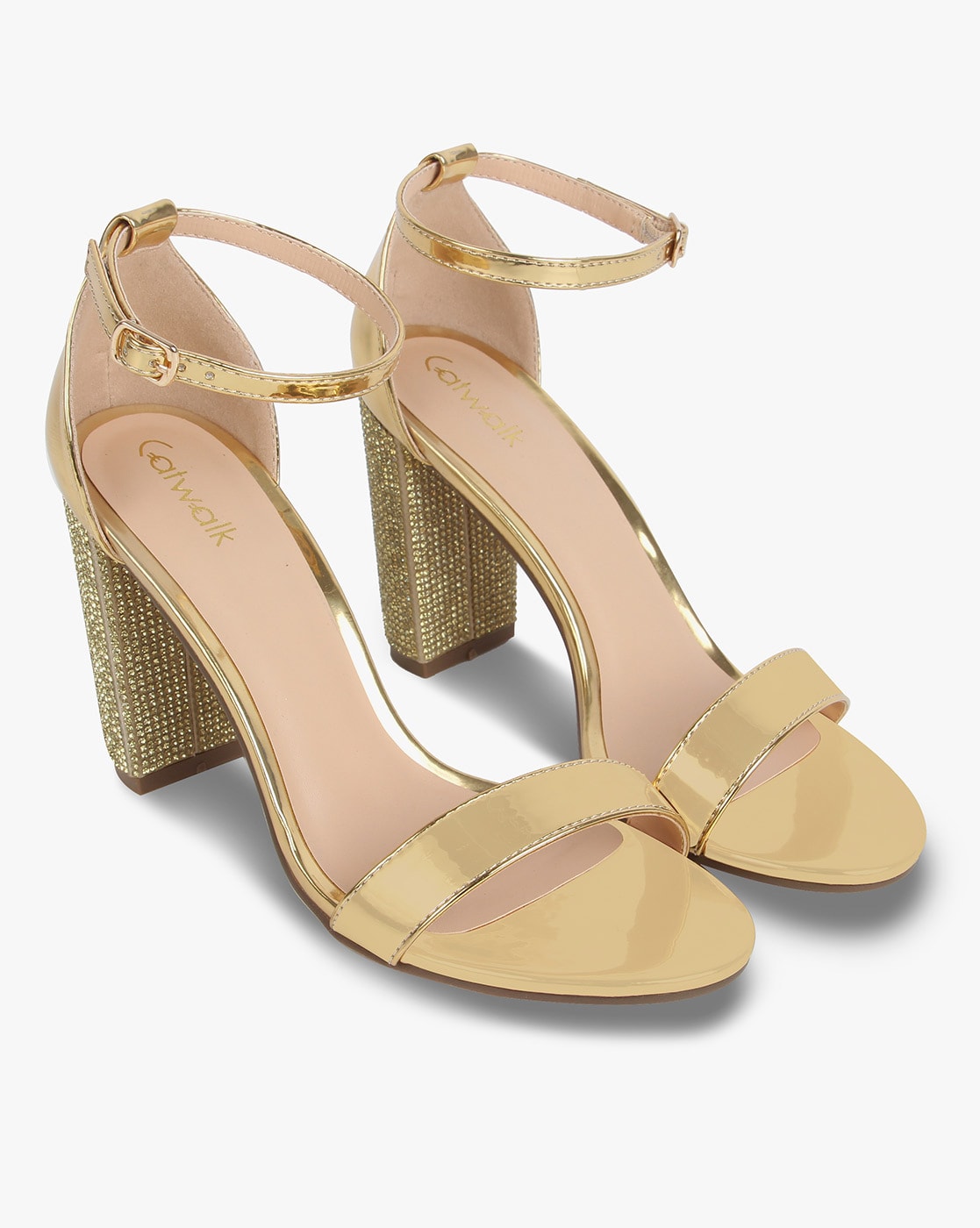 Buy Gold Heeled Sandals for Women by 