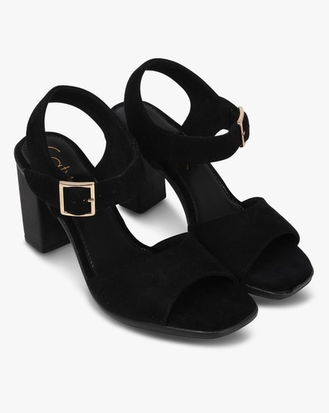 cheap black heeled sandals
