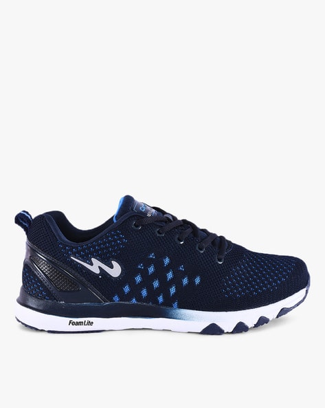 blue running shoes