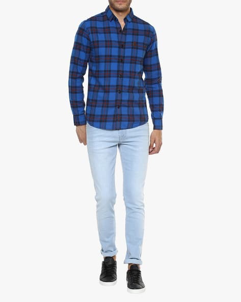 Slim Fit Checked Shirt with Patch Pocket (Image - 2)