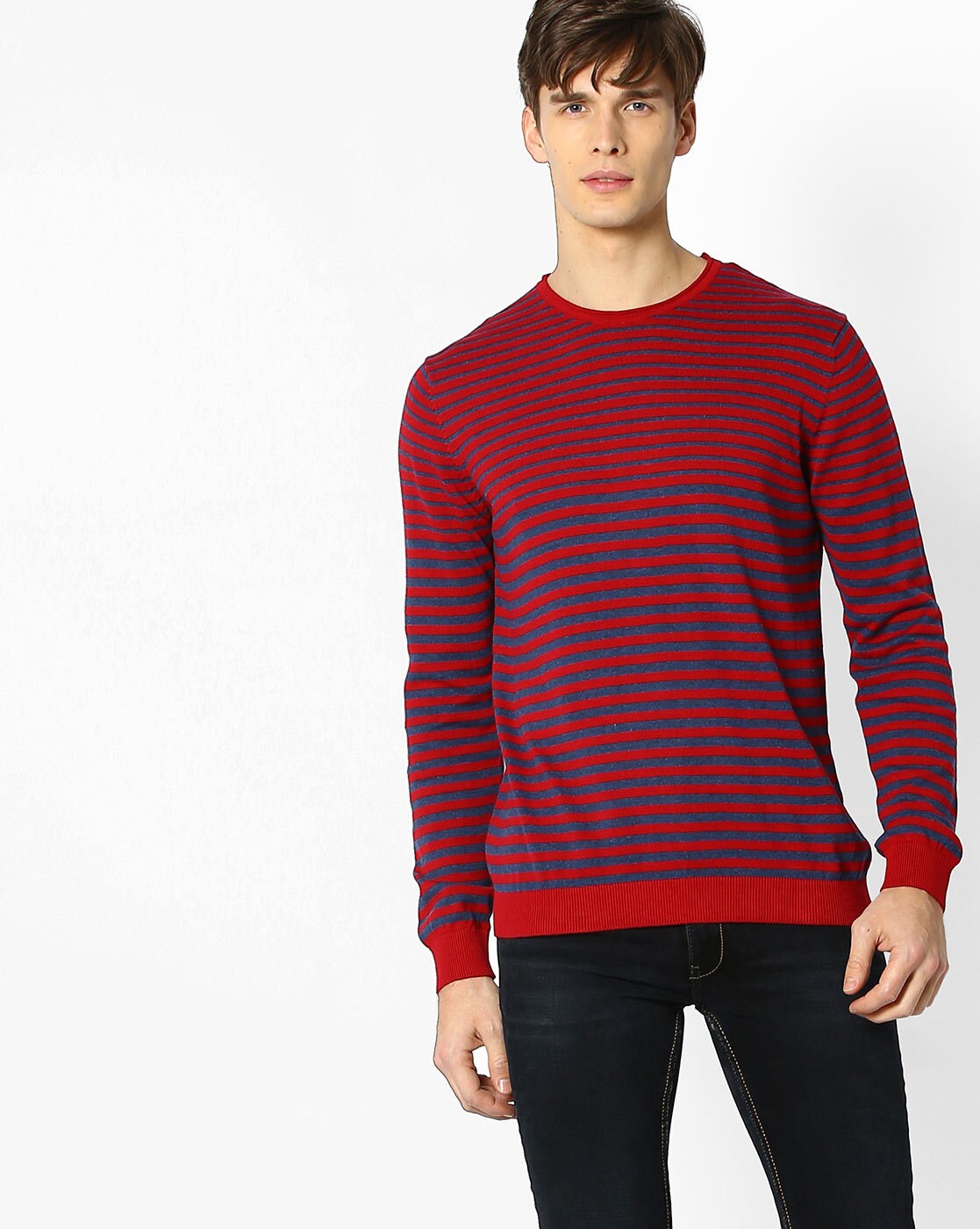 striped crew neck jumper