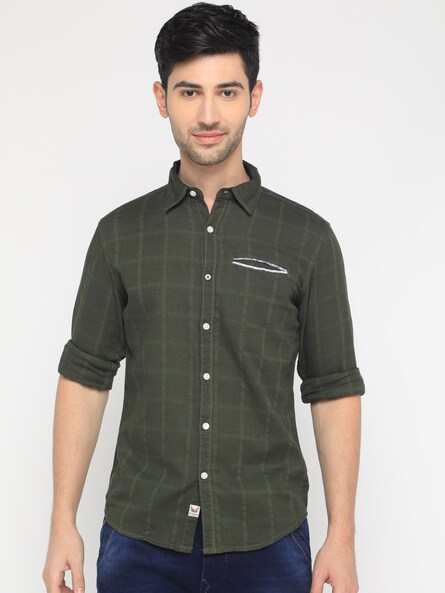 Buy Dark Green WITH Checked Shirt | AJIO