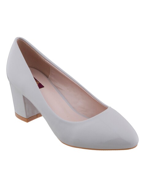 light grey chunky heels