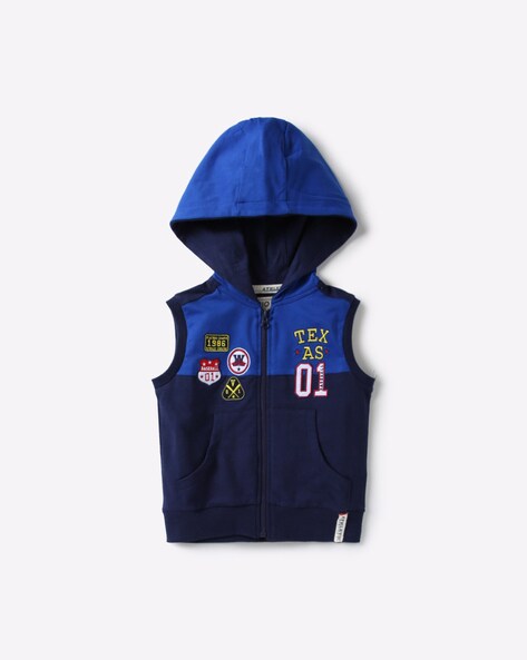 navy blue sleeveless hoodie