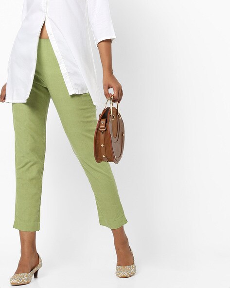 Ankle-Length Trousers with Concealed Zip Closure Price in India
