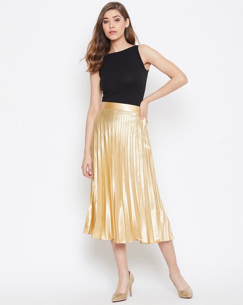 Gold pleated hotsell skirt amazon