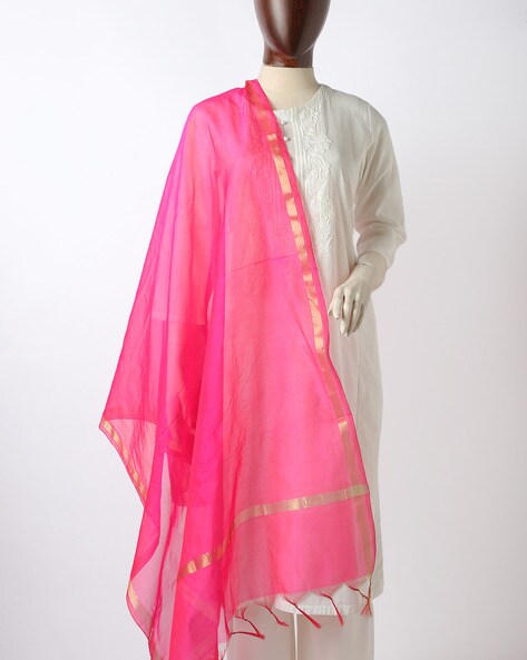 Art Silk Dupatta with Tassels Price in India