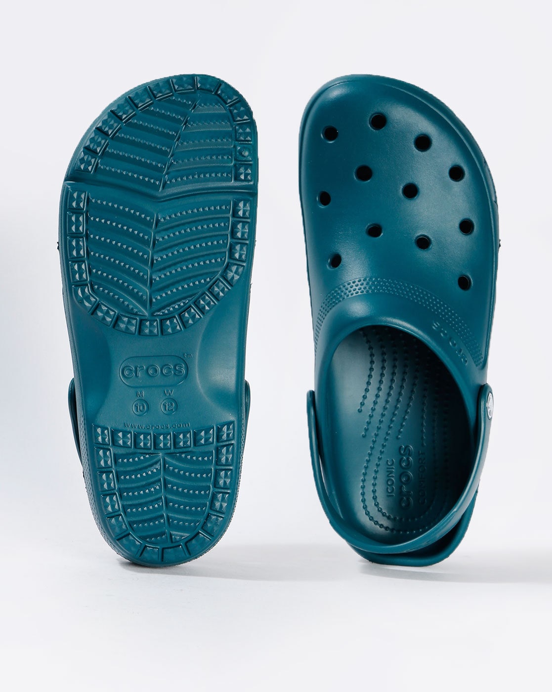 teal colored crocs
