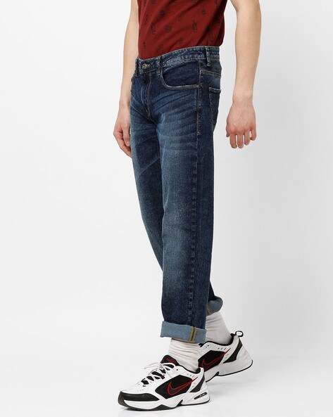 Mid-Rise Mid-Wash Slim Fit Jeans