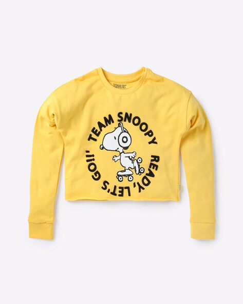 Peanuts Print Sweatshirt with Text Applique