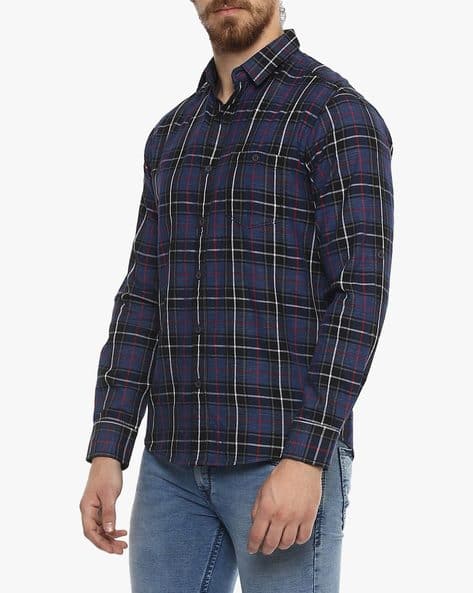 Slim Fit Checked Shirt with Buttoned Patch Pocket (Image - 1)