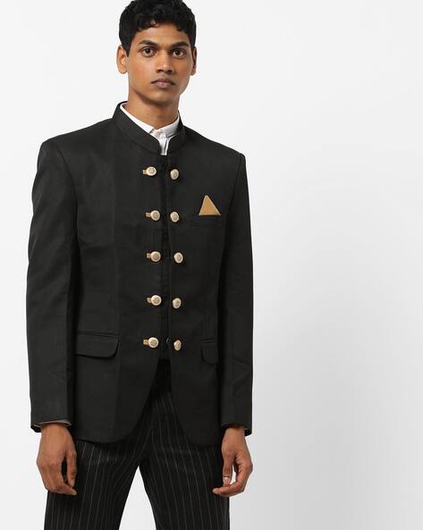 Mandarin collar blazer india Clearance