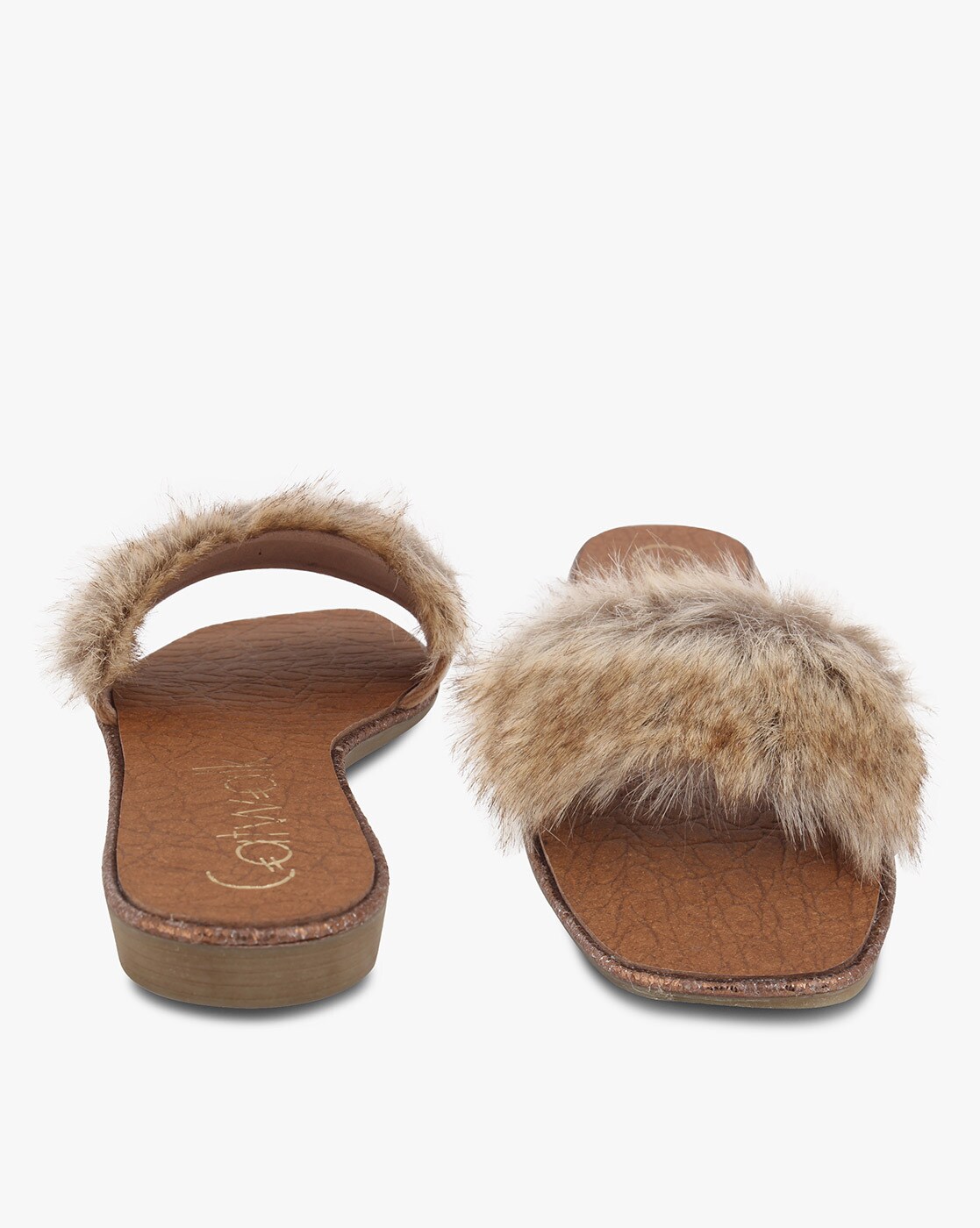 Furry discount flat sandals