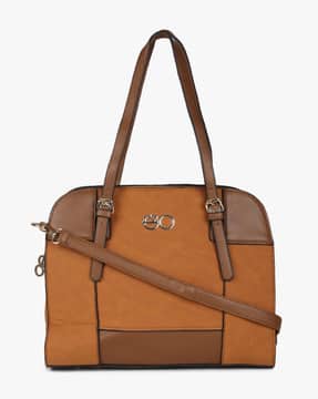 Colourblock Shoulder Bag with Detachable Sling Strap