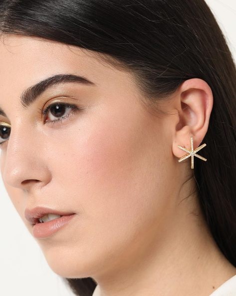 Project Eve Embellished Brass Stud Earrings