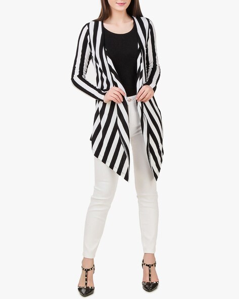 Black and white clearance striped long shrug