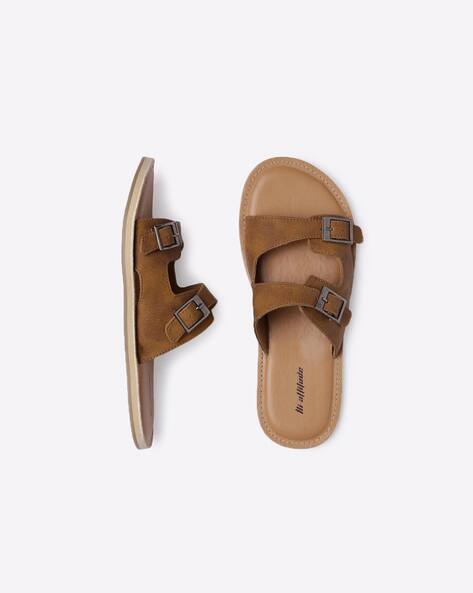 Dual-Strap Slip-On Sandals with Buckles