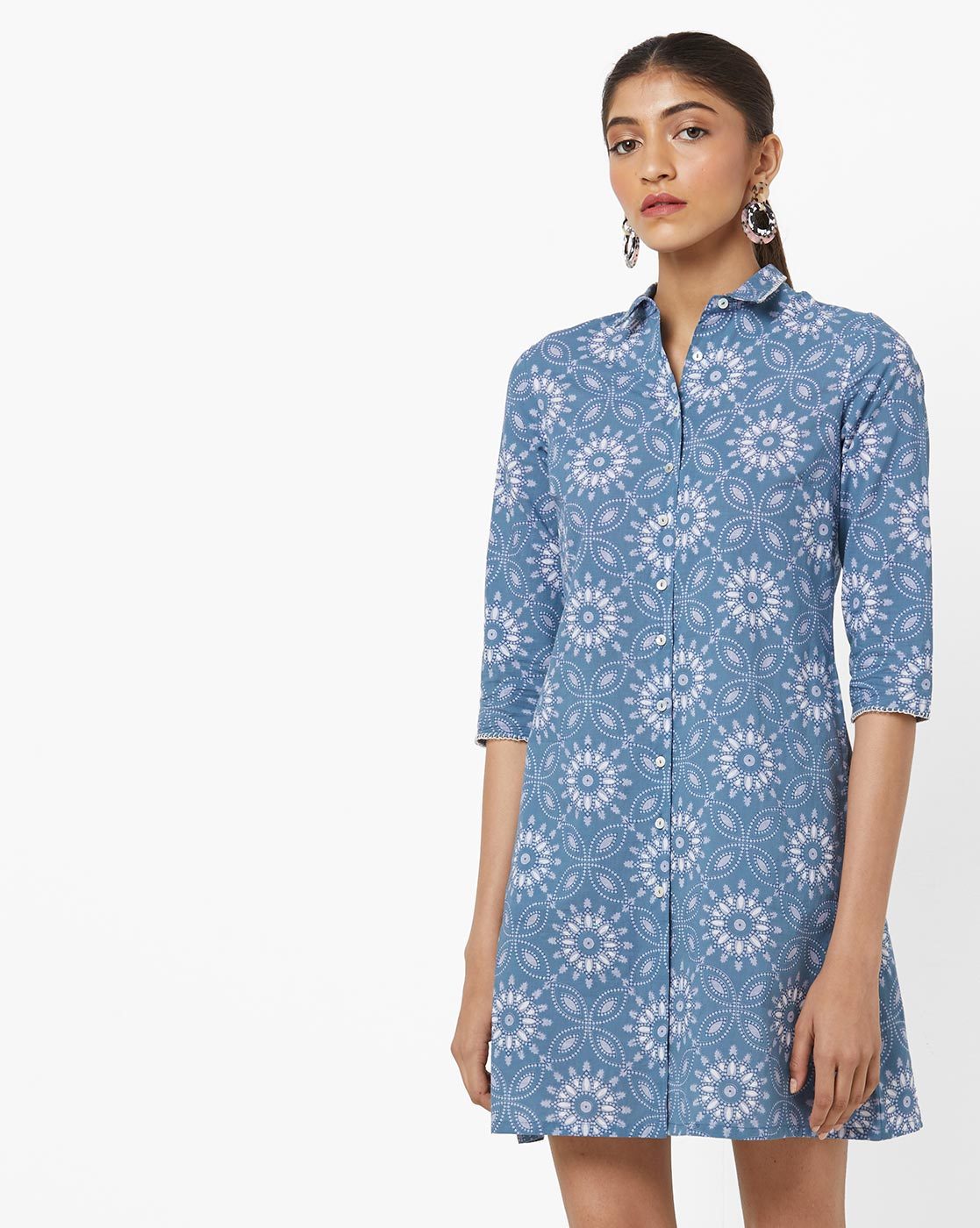 Blue Striped Cotton Shirt Style Kurti #Blue #Striped #Cotton #ShirtStyle # Kurti | Long kurti designs, Shirt style kurti, Kurti designs latest
