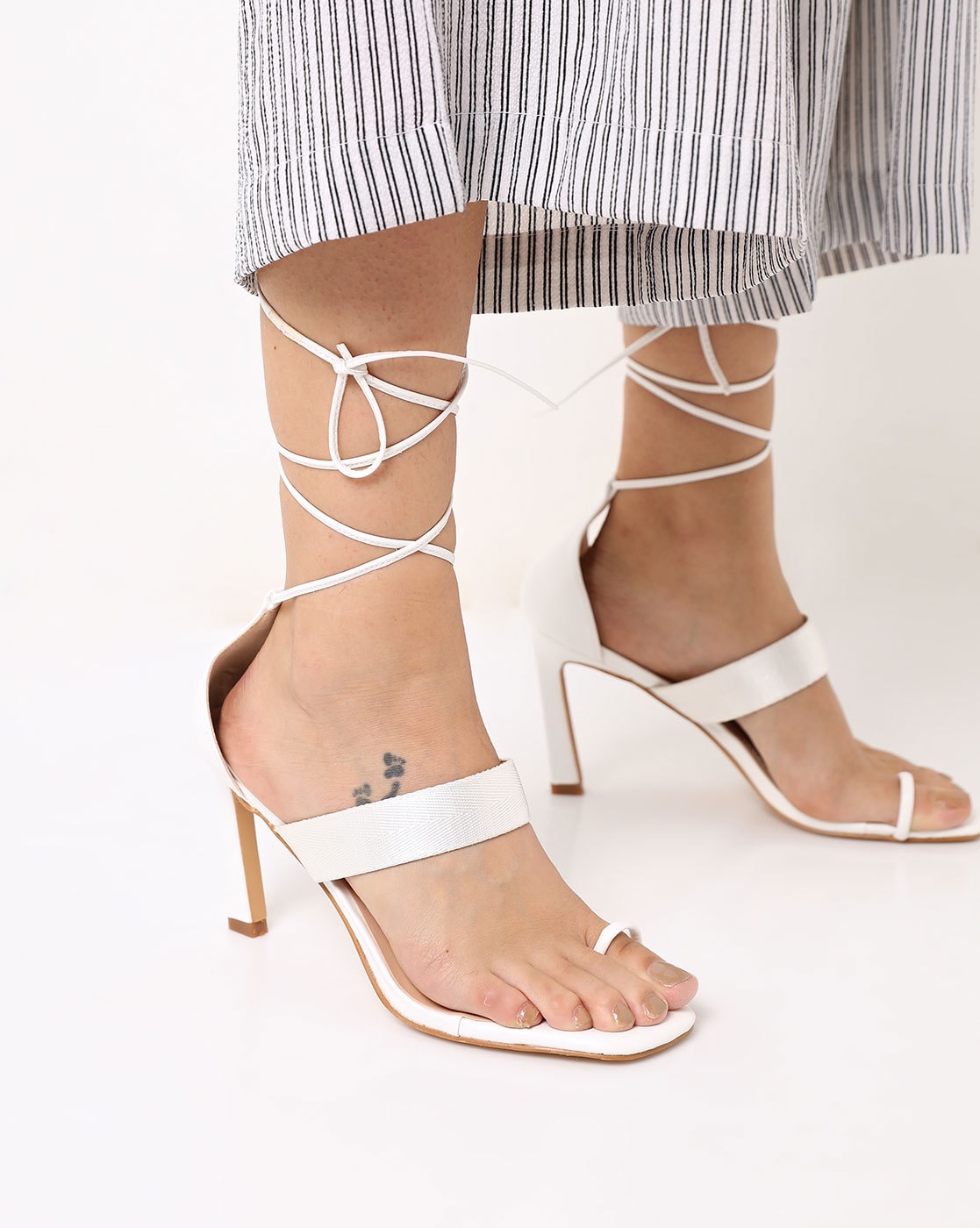 white toe loop heels