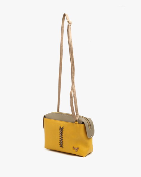 Baggit mustard yellow hot sale solid sling bag