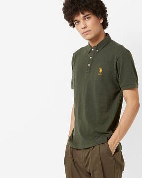 olive green polo button down