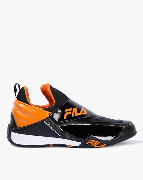 fila black and orange shoes