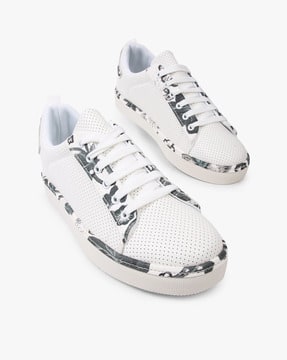 Low-Top Perforated Lace-Up Sneakers