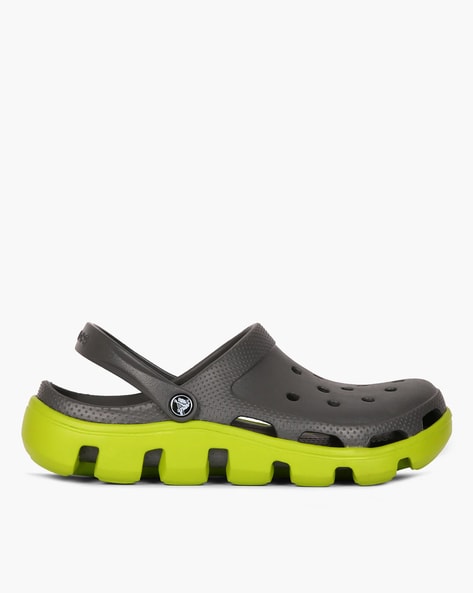 crocs grey and green