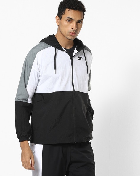 Nike black white on sale jacket