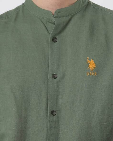 U.S. Polo Assn. Mandarin Collar Luxury Polo Shirt, Green (XL)