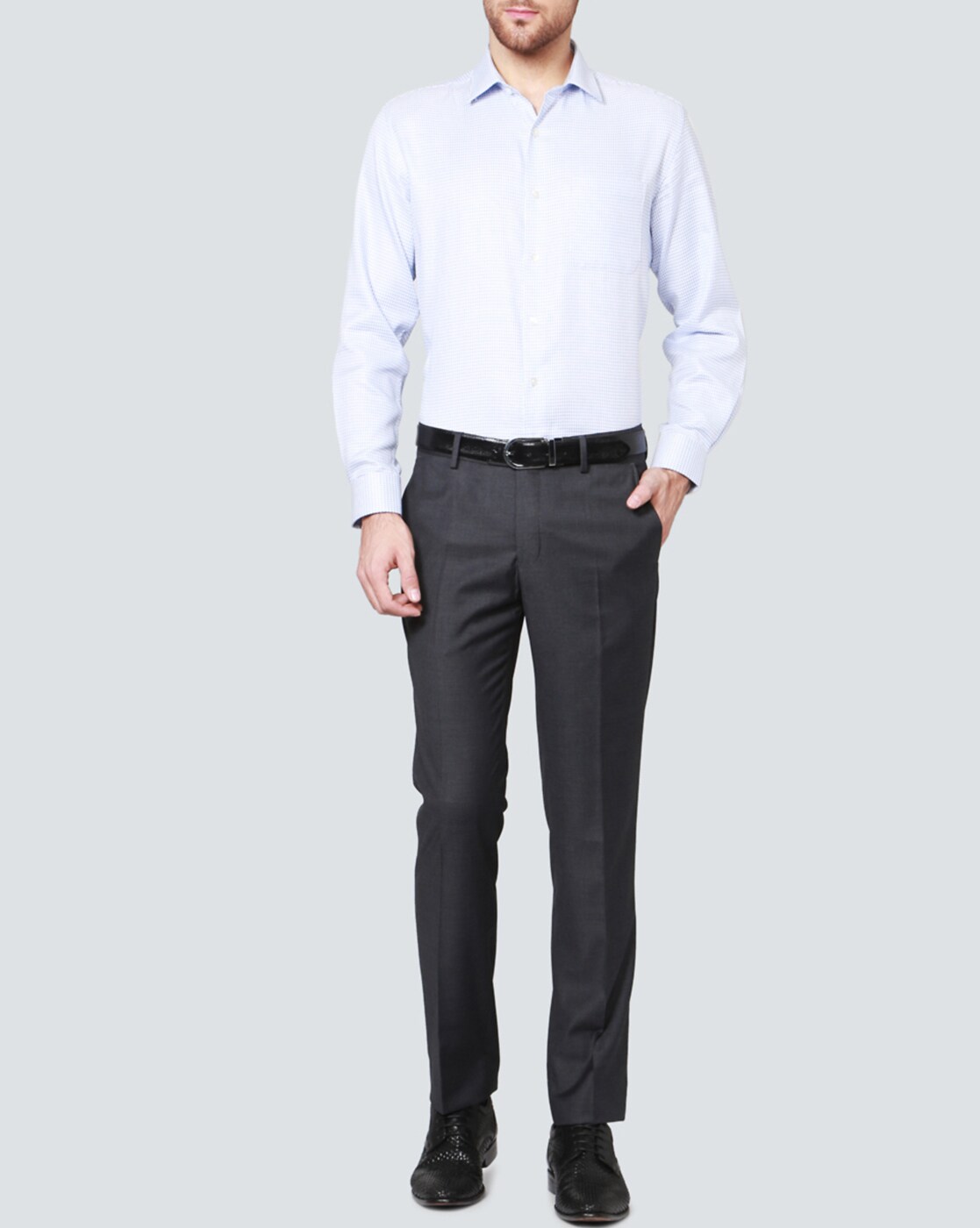 Buy Louis Philippe Textured Slim Fit Trousers - Trousers for Men 23558388