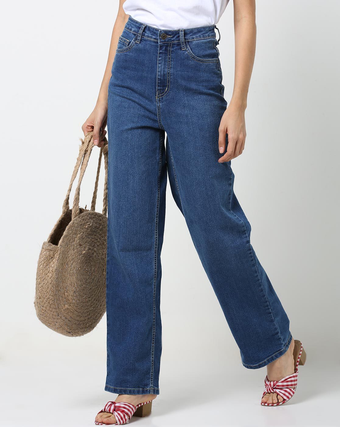 women's high rise wide leg jeans