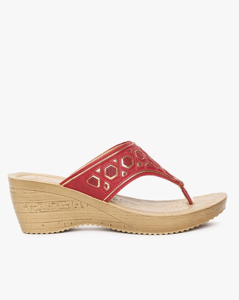 Red thong wedge cheap sandals