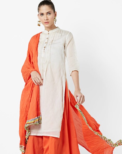Crushed Cotton Dupatta with Contrast Border Price in India