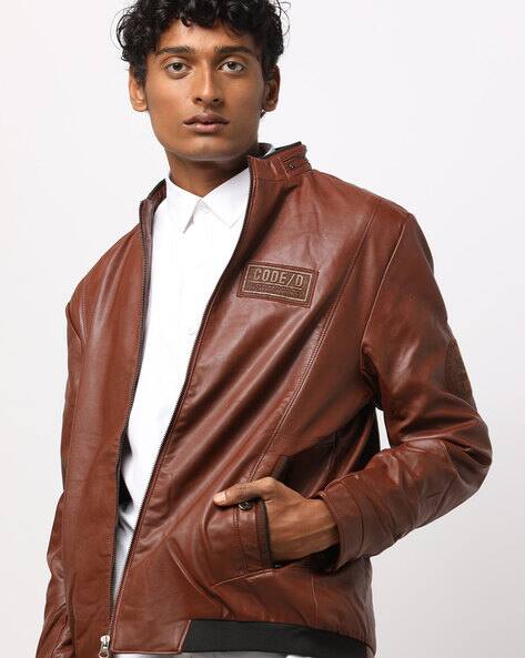 ajio leather jackets mens