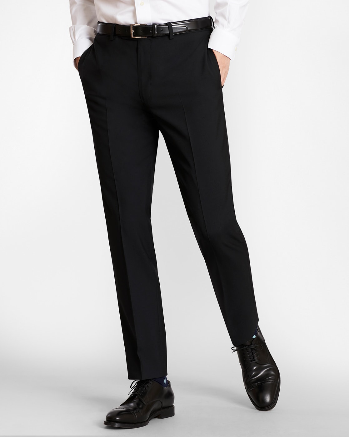 Slim Fit Dinner Suit Trousers with Side Adjusters in Black | Hawes and  Curtis
