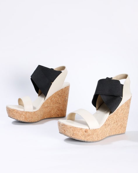 cream strappy wedges