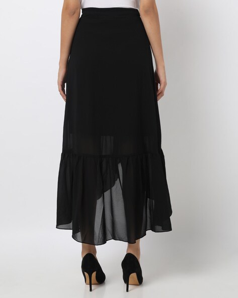 black skirt with ruffles