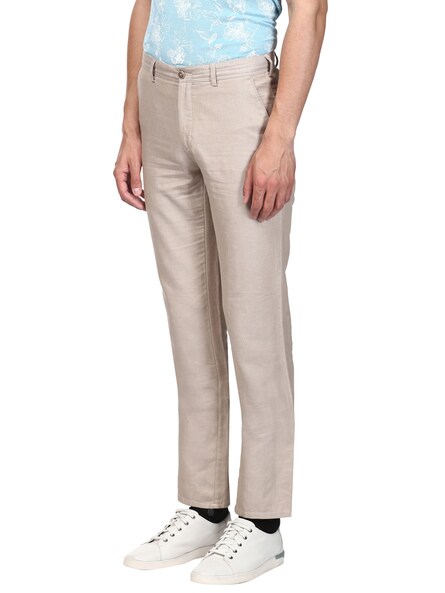Buy COLOR PLUS Printed Cotton Blend Slim Fit Mens Trousers | Shoppers Stop