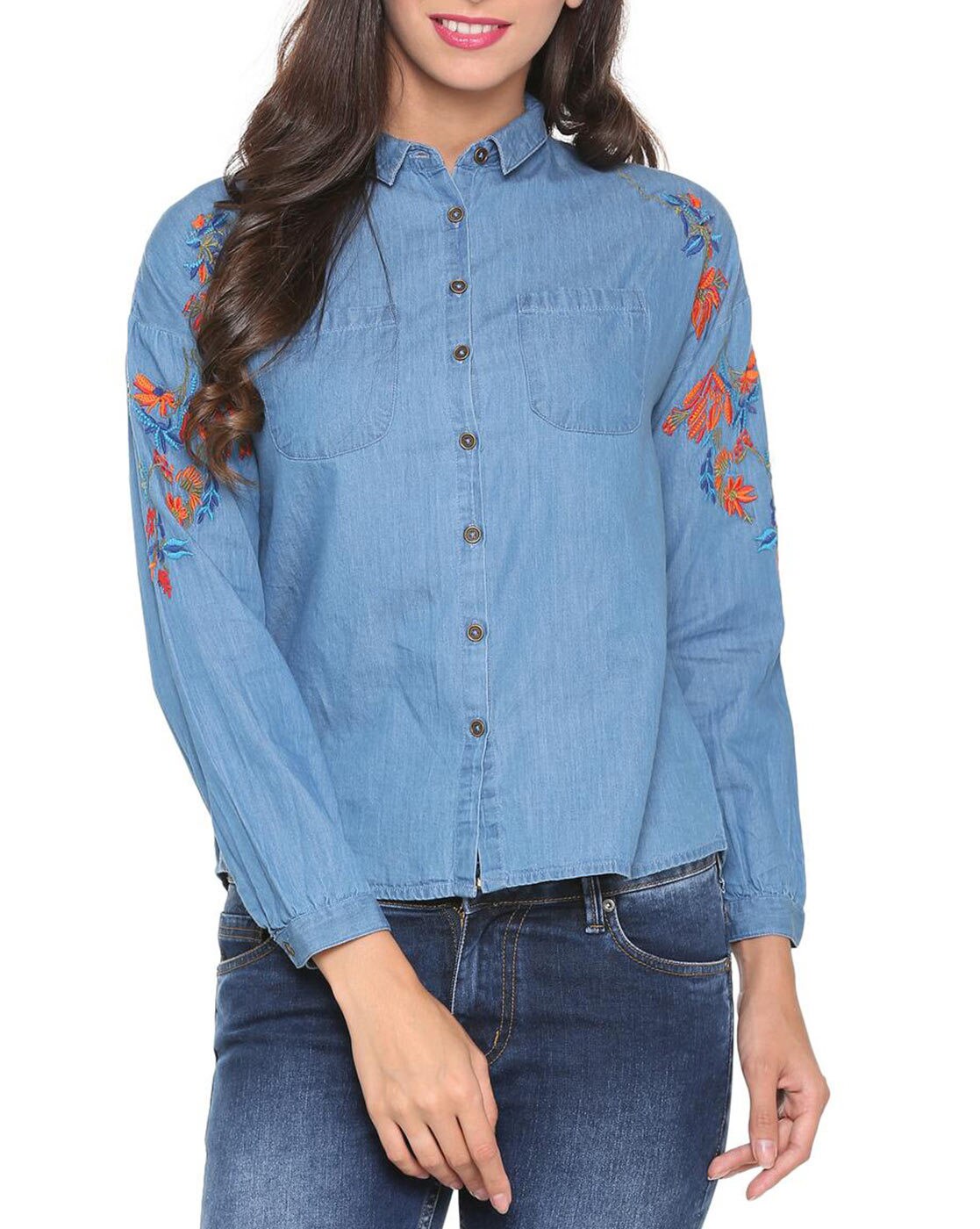 denim shirts for women online