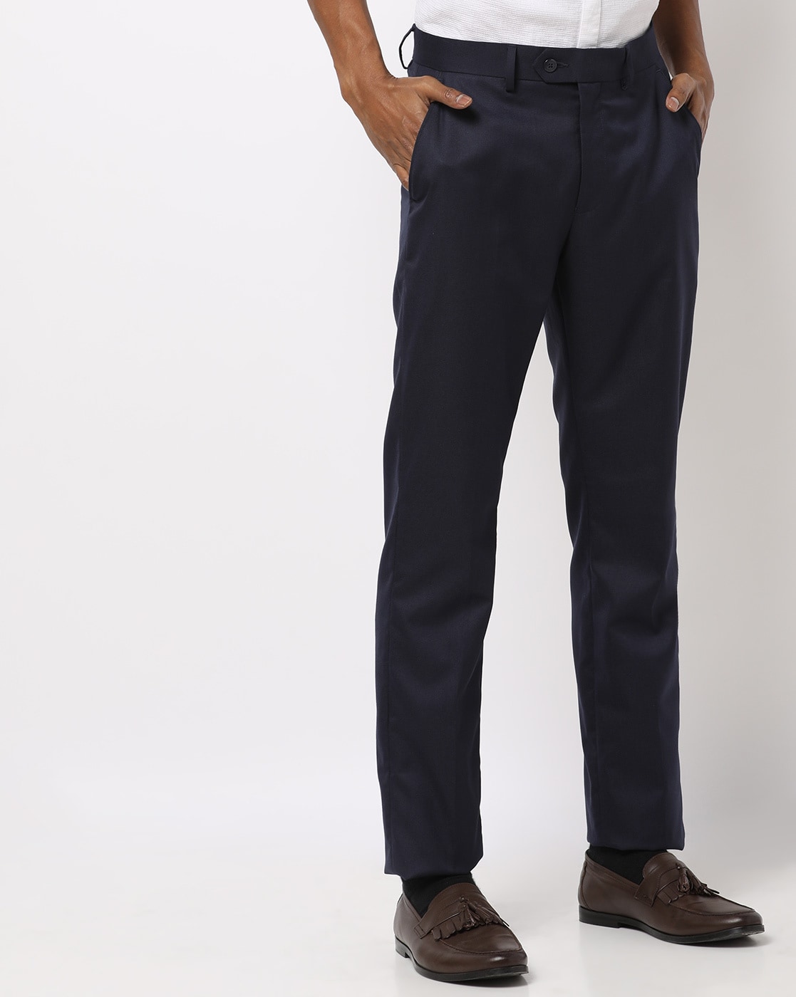 Peter England Casual Trousers  Buy Peter England Men Beige Solid Carrot  Fit Casual Trousers Online  Nykaa Fashion