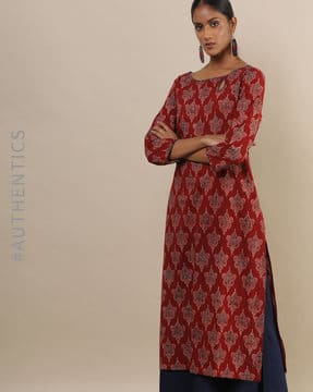 Ajrak print kurtis online Clearance