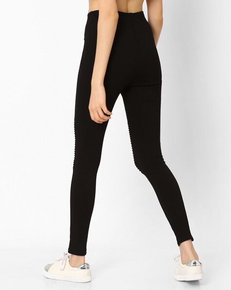 Ankle-Length Leggings with Zippers