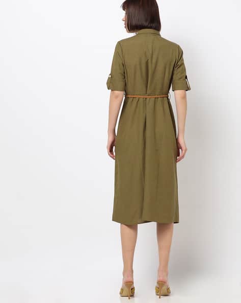 Shirt Dress with Detachable Waist Belt (Image - 1)