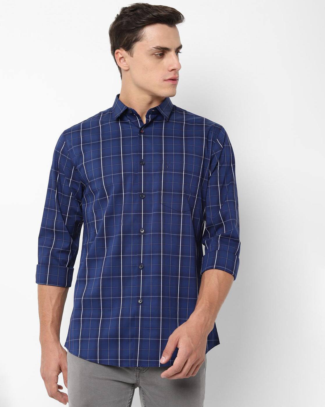 Navy Blue Shirts for Men by ALLEN SOLLY 