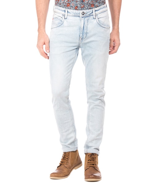 men's light stone washed jeans