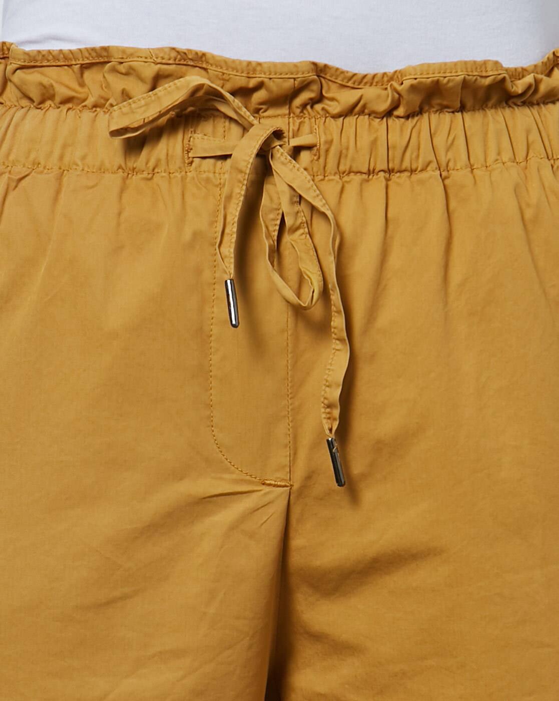 Buy Mustard Yellow Trousers Pants for Women by Outryt by AZORTE